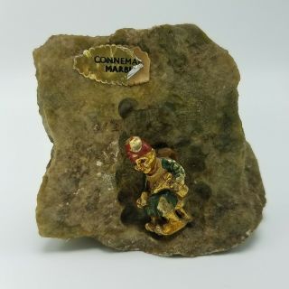 Connemara Marble Vintage Rock With Figurine Ireland Miner