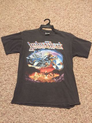 Vtg 80s Judas Priest Concert Tour T Shirt Rock Metal Large