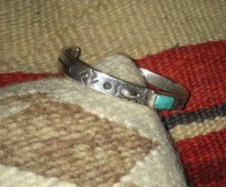 Awesome,  Vintage,  Navajo,  Sterling Silver - Whirling Log,  Turquoise Cuff 7 "
