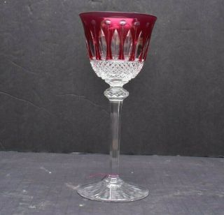 Vintage Saint St Louis Crystal Wine Glass Hock Cut To Clear Tommy Red Cranberry