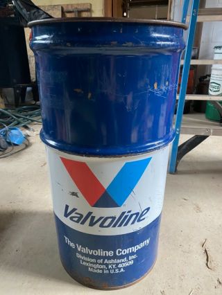 Vintage Valvoline Oil Drum Barrel Trash Can Garage Rat Rod Man Cave Gas Station
