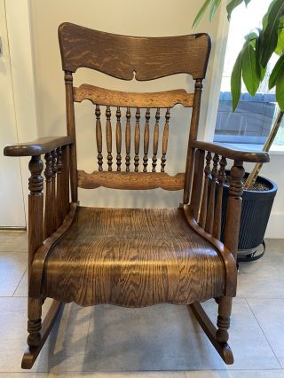 Antique Tiger Oak Quarter Sawn Oak Rocker Rocking Chair,  Refinished