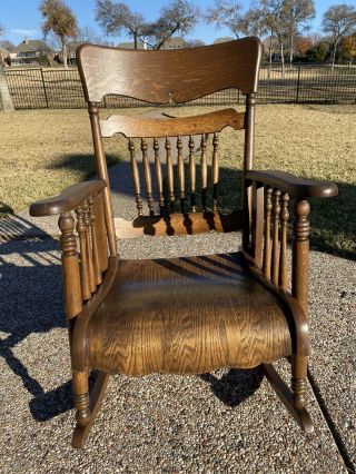 Antique Tiger Oak Quarter Sawn Oak Rocker Rocking Chair,  Refinished 2