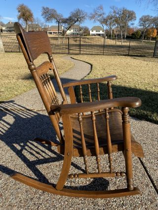 Antique Tiger Oak Quarter Sawn Oak Rocker Rocking Chair,  Refinished 3