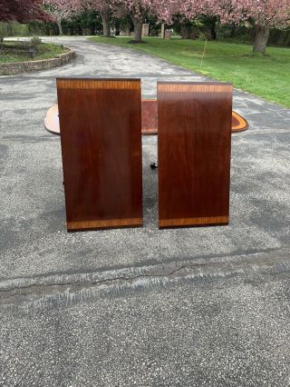 Ethan Allen Georgian Banded Mahogany Double Pedestal Extension Dining Table 4