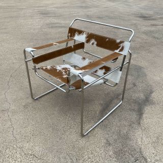 Wassily Cowhide Midcentury Chair By Marcel Breuer