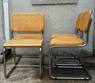 B32 (4) 1920s Marcel Cesca Breuer Thonet Dining Chairs Cane Rare