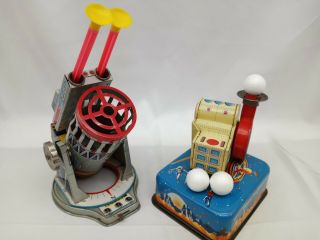 Vintage Tin Linemar Japan Space Satellite Interceptor Bo Tin Toy