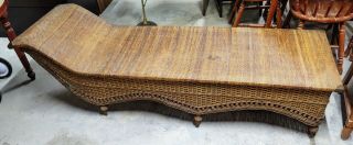 Vintage Antique Wicker Rattan Fainting Couch Chaise Lounge