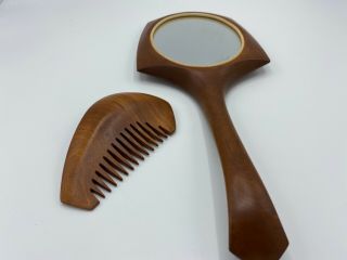 Mid Century / Danish Modern Teak Mirror And Comb - Hand Made And Signed By Maker