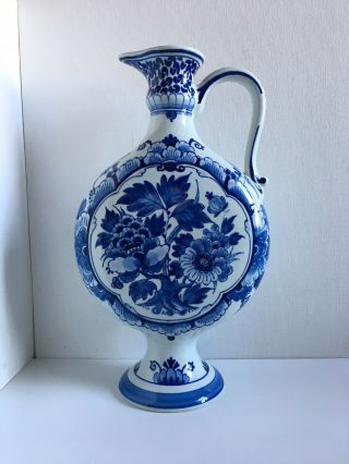 Vintage Koninklijke Porceleyne Fles Royal Delft Blue Pitcher Length 11 In.  Signed