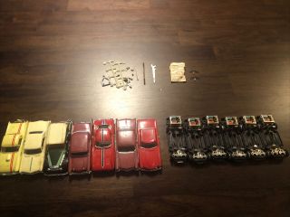 7 Vintage Ideal Motorific Car Bodies & 6 Chassis And Parts