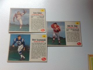 3 Vintage 1962 Post Cereal Football Cards 74,  89,  103 Colts Browns 49ers