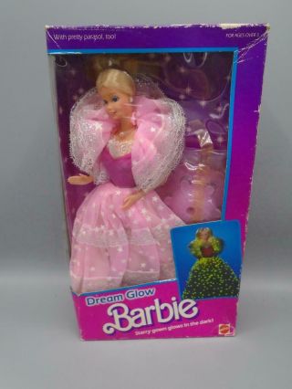 Vintage Mattel Barbie Doll 1985 Dream Glow 2248 Glows In Dark Nrfb