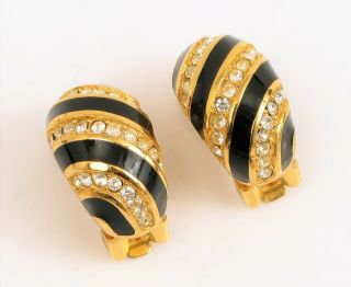 Vintage Designer Signed Christian Dior Gold Tone Clip On Earrings