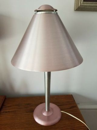 Vintage Soundrite Spun Aluminum Art Deco Machine Age Table Lamp Rose Color 22 "