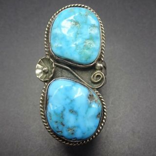 Vintage Navajo Sterling Silver & Blue Kingman Turquoise Ring,  Size 9,  12.  7g