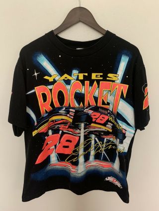 Vintage Ernie Irvan Nascar Robert Yates Rocket T - Shirt All Over Print Size L