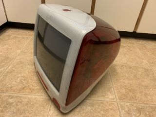 Vintage Apple Imac G3 400 Ruby Red W/ Power Cable 320mb 10gb Boots Osx 9