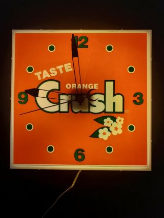 Vintage Mid Century Orange Crush Soda Promotional Electric Clock Light Kolux