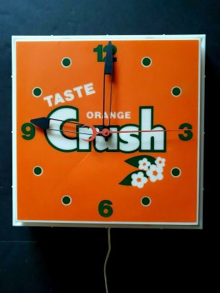 Vintage Mid Century Orange Crush Soda Promotional Electric CLOCK LIGHT Kolux 2
