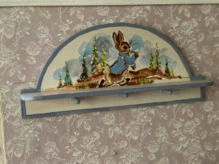 Vintage Miniature Dollhouse 1989 Karen Markland Painted Peter Rabbit Wall Shelf