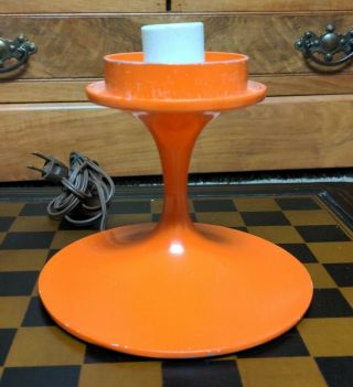 Vintage Laurel Mushroom Lamp Orange Base Cord And Lable Mcm
