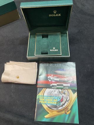 Vtg 1982 Rolex Watch Box Only Green Presentation Case - Datejust Oyster Booklets