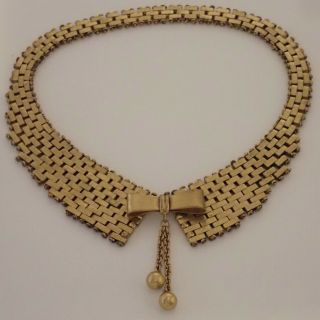 Vintage Machine Age Art Deco Jakob Bengel Asymmetrical Bow Collar Necklace