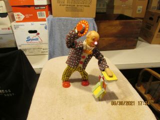 Vintage " Clown The Magician " Battery Operated Tin Toy.