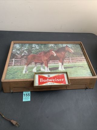 Vintage Budweiser Beer Hanging Lighted Sign Clydesdale Horse And Baby Colt