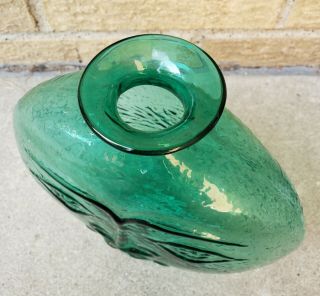 Vintage Blenko Sun Face Vase Sea Green Teal Wayne Husted Design 3