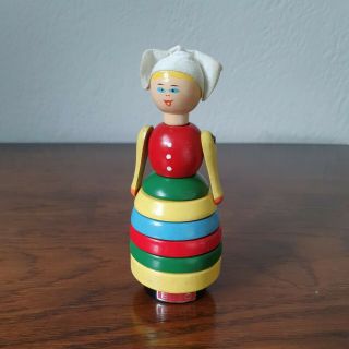 Rare Collectable Vintage Brio " Annie " Dutch Girl Stacking Wooden Doll 1959/60