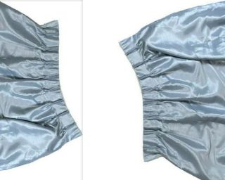 2 Vintage Croscill Pinch Pleat Drapes Pair Curtains Panels Rare Blue Faux Silk