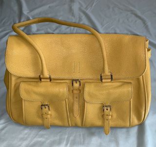 Vintage Jil Sander Yellow Mustard Soft Leather Handbag Satchel Purse