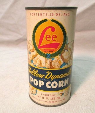 Vintage Lee Brand Pop Corn Tin H D Lee Mercantile Salina Kansas Yellow Dynamite