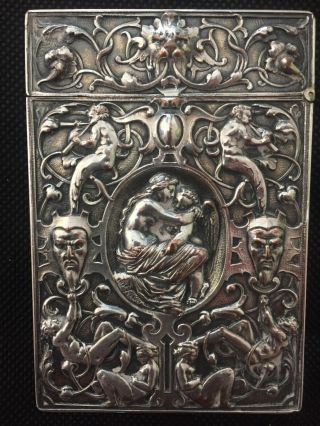 Antique Ornate Elkington Silver - Plated Card Case 2