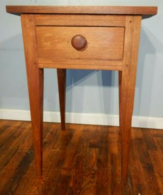 Solid Walnut One Drawer Plant Stand Nightstand End Lamp Table