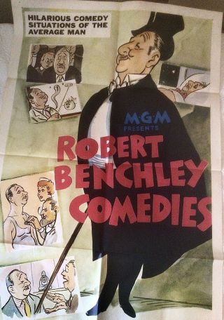 1955 Lobby Poster Robert Benchley Comedies Large 27x41 Vintage Rare