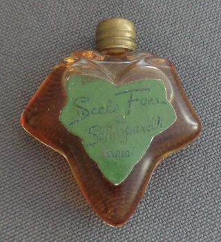Antique Vintage Schiaparelli Succes Fou Perfume In Leaf Bottle Green Paper Label