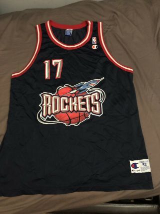 Vintage 90s Champion Houston Rockets Mario Elie Jersey Size 52 Rare