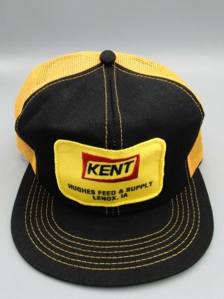 Vintage Kent Feeds Hughes Lenox Ia Snapback Trucker Hat Patch K - Products Usa