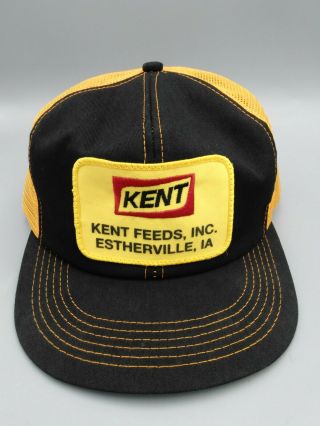 Vintage Kent Feeds Estherville Ia Snapback Trucker Hat Patch K - Products Usa