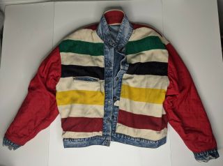 Levis Hudsons Bay Reversible Denim Jacket Large Made In Usa 80 