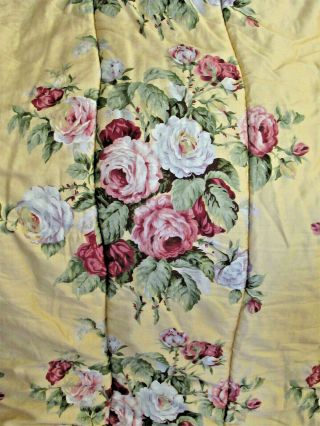 Vtg Ralph Lauren Kathleen King Comforter Red Roses Yellow/gold Cotton Sateen