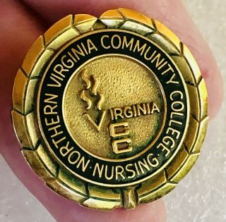 Vintage 10k Gold 7.  4 Grams Northern Virginia Community College Nurse Nursing Pin