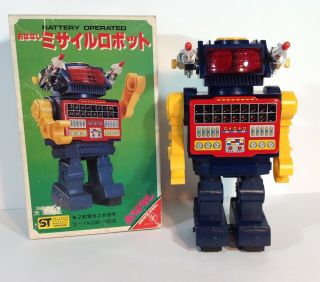 Vintage Yonezawa Talking Robot With Missiles In Japanese Issue Box
