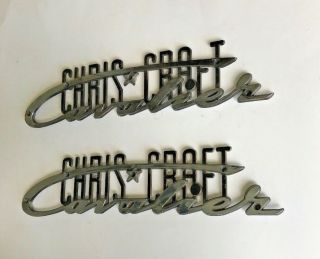 Vintage Chris Craft Cavalier Emblems Chrome/black One Pair Rare