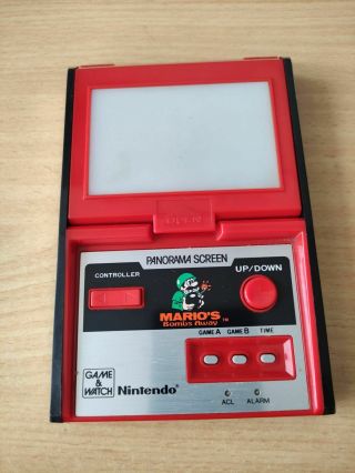 Vintage Nintendo game watch Panorama Screen Mario ' s Bombs Away 2