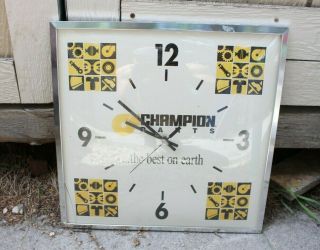 Vintage Champion Grader Parts Dealer Bubble Glass Wall Clock Advertising Sign